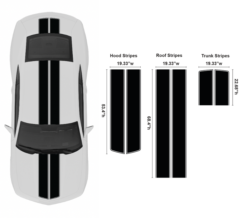 Camaro Stripes with outline and rounded ends - design 3